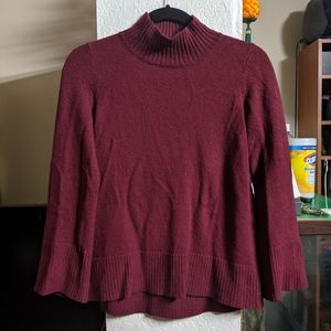LOFT Petites burgundy mock neck bell sleeve sweater - size XS petite